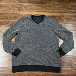 Vince Camuto Melange Knit V Neck Sweater Long Sleeve Gray Sweatshirt Men Size XL